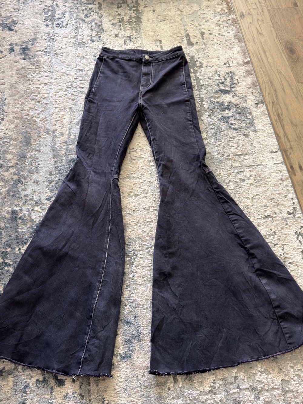 We The Free Black Flared Wide-Leg Jeans